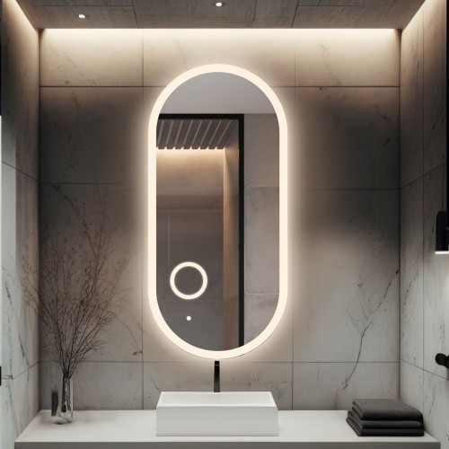 Łazienkowe lustro owalne z lusterkiem zoom led - ROMI LED PREMIUM