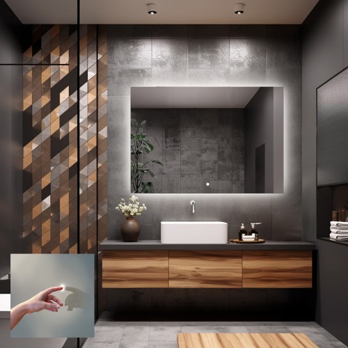 Łazienkowe lustro prostokątne z włącznikiem - AGIS LED PREMIUM