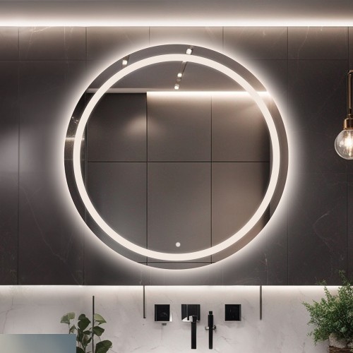 Łazienkowe lustro okrągłe z włącznikiem - MAIA LED PREMIUM