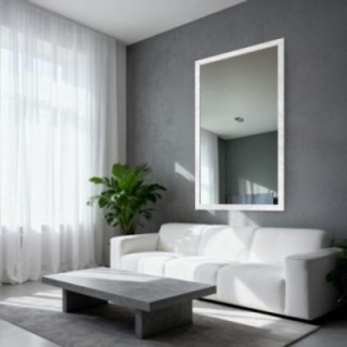Glamour spiegel in rijk witte hoogglans lijst - 8002004