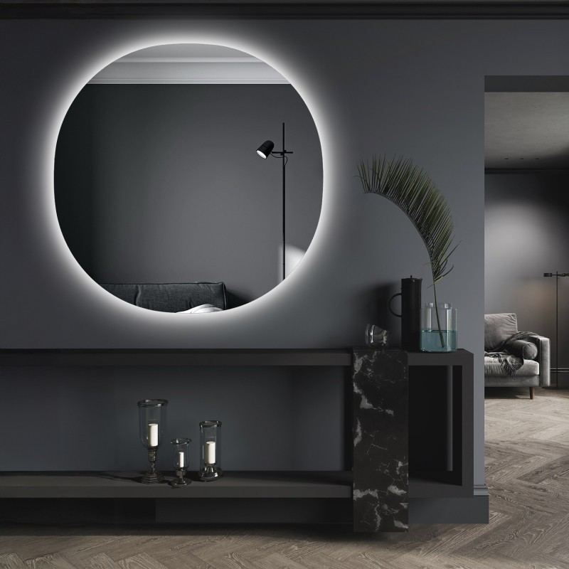 Badkamerspiegel onregelmatig afgerond met verlichting - LAOS LED