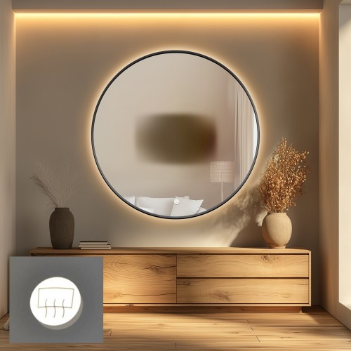 Lustro okrągłe w ramie z matą antyparową - OTYLIA LED PREMIUM