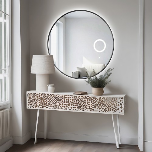 Lustro okrągłe w ramie z lusterkiem zoom led - OTYLIA LED PREMIUM