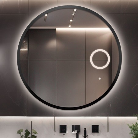 Badkamer ronde spiegel in lijst met zoom ledspiegel - OTTO LED PREMIUM