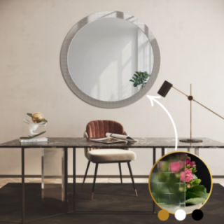 Decoratieve ronde spiegel op ornamentglas Master Flex - LUXORA FROSTED