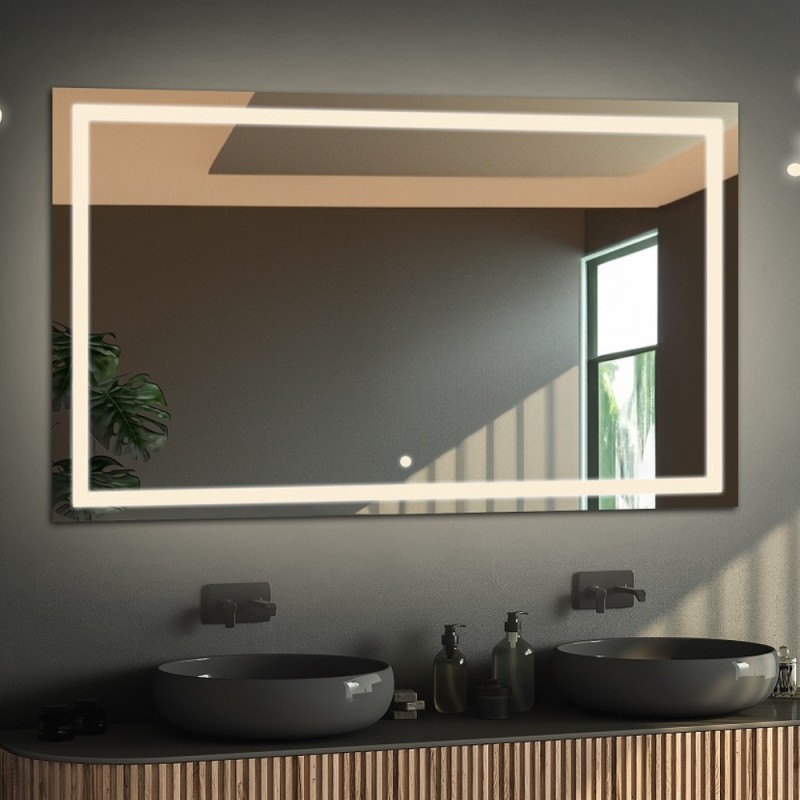 Rechthoekige badkamerspiegel met bluetooth-luidspreker en schakelaar - EMI LED PREMIUM