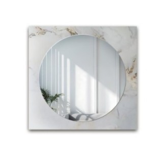 Rond spiegel op vierkant wit-goud marmer – MARBLE BIANCO