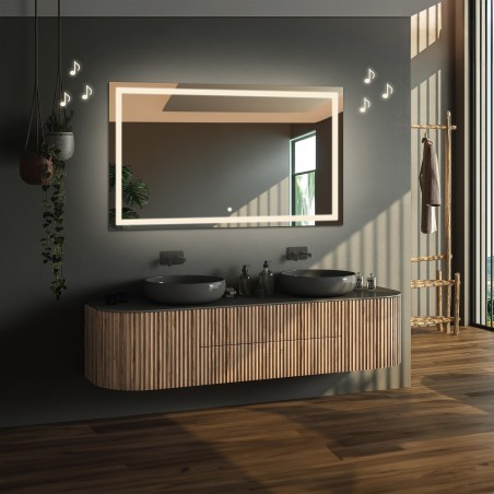 Rechthoekige badkamerspiegel met bluetooth-luidspreker en schakelaar - EMI LED PREMIUM