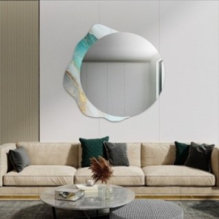 Rond spiegel op onregelmatig groen marmer – MARBLE FERRO