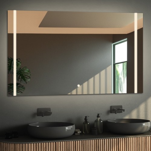 Łazienkowe lustro prostokątne z głośnikiem bluetooth i włącznikiem - FLAWIA LED PREMIUM