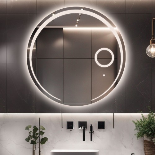 Łazienkowe lustro okrągłe z lusterkiem zoom led - NELA LED PREMIUM