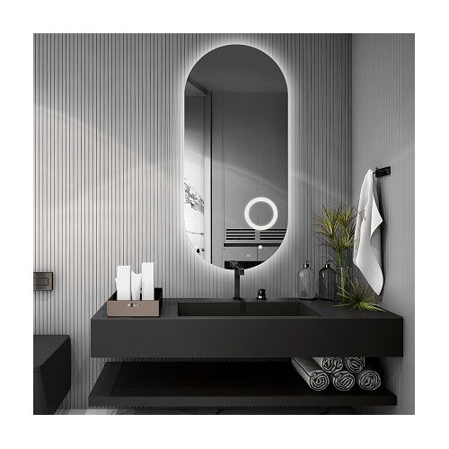 Łazienkowe lustro owalne z lusterkiem zoom led - NIKO LED PREMIUM