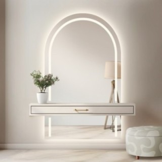Halfovale spiegel met verlichting - PLATO IN TWEE LED-DELEN