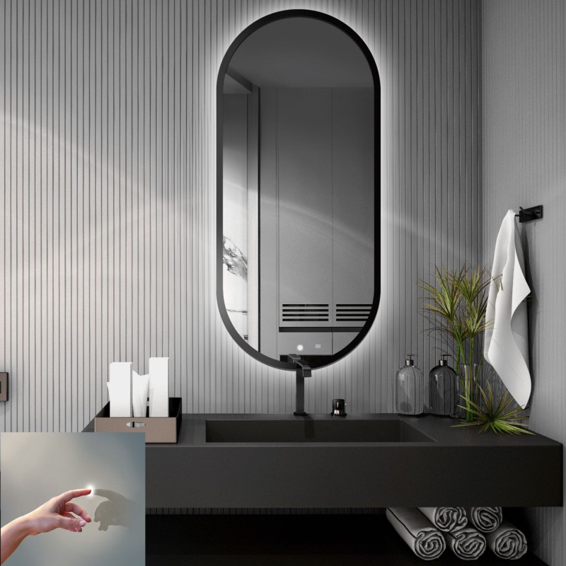 Ovale spiegel in lijst met schakelaar - OSKAR LED PREMIUM