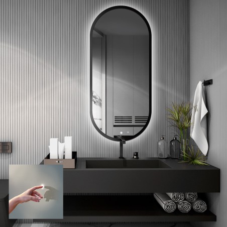 Ovale spiegel in lijst met schakelaar - OSKAR LED PREMIUM