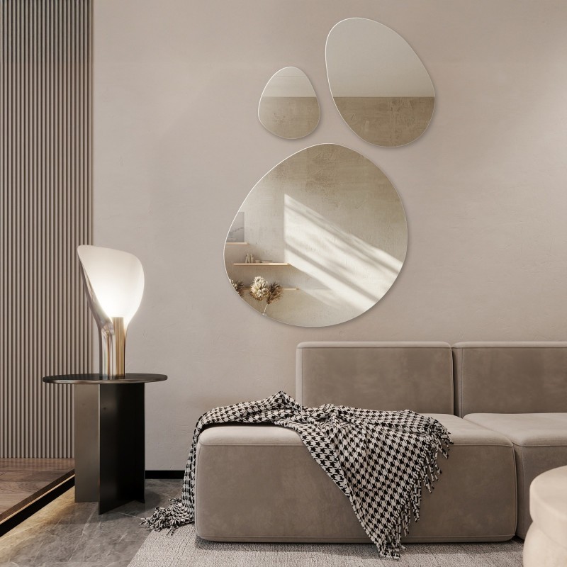 Set van drie decoratieve spiegels met een organische vorm - OPALIT