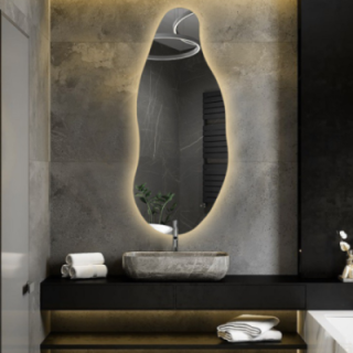 Decoratieve spiegel met organische vorm en verlichting - BARYT LED