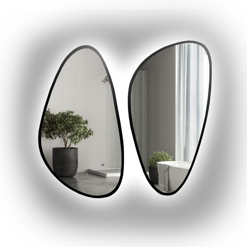 Set van twee onregelmatige spiegels in lijst met verlichting - SELENIT IN LED FRAME