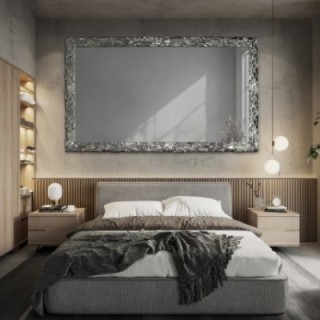 Elegante wandspiegel in zilveren lijst met grafiet paneel - CLAUDE GRAPHITE