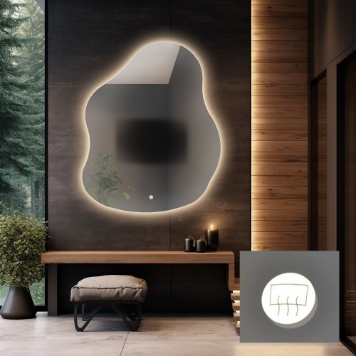 Lustro łazienkowe o nieregularnym kształcie z matą antyparową - STONE LED PREMIUM