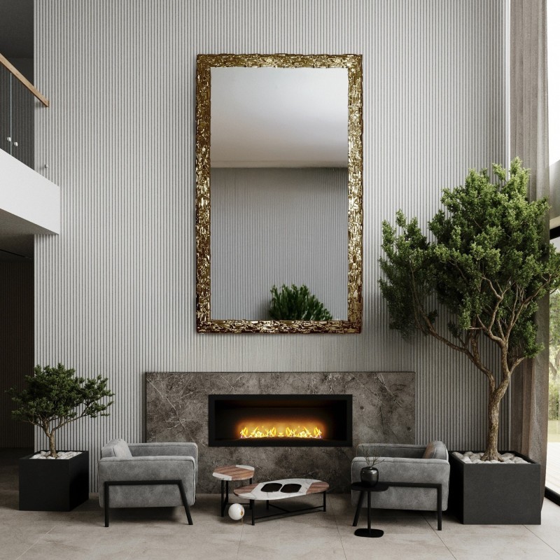 Luxe wandspiegel in rijkelijk versierde gouden lijst - 9003001