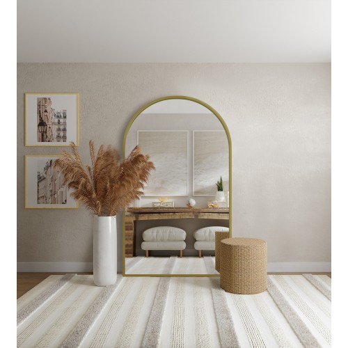 Lustro półowalne w ramie złotej MDF SLIM - DOMI - kolor do wyboru