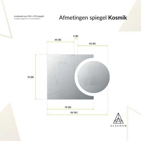 Set van cirkel en komeet badkamerspiegels met verlichting - KOSMIK LED