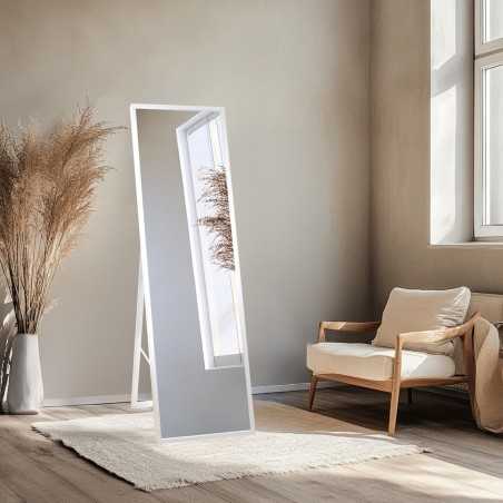 Staande spiegel voor kleedkamer in dunne houten lijst - 1502 - kleur van de lijst naar keuze