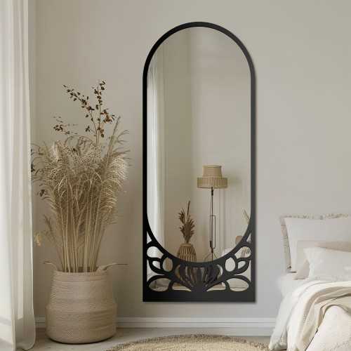 Halfovale spiegel met opengewerkt MDF-decor – VERONELLE ARDELLA 80x200