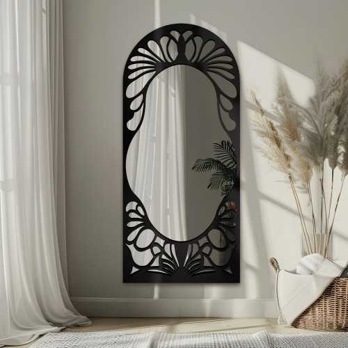 Halfovaal spiegel met opengewerkt MDF-decor – VERONELLE FIORE 90X200