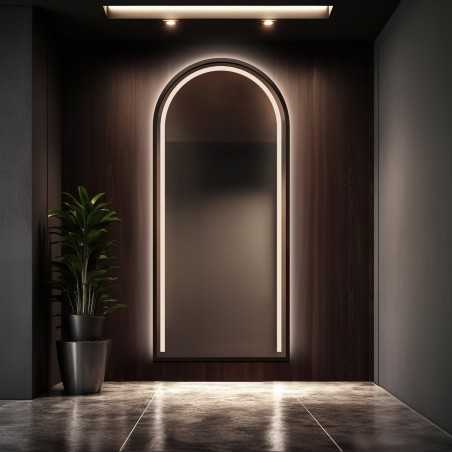 Half-ovale spiegel met verlichting in mdf frame - PLATO IN LED FRAME