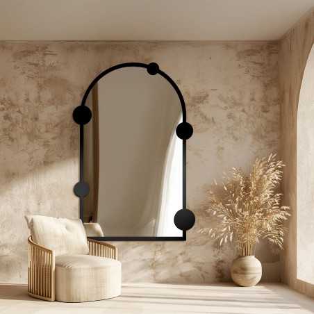 Half-ovale spiegel met wieltjes op MDF-frame - ARCULA - lijstkleur naar keuze