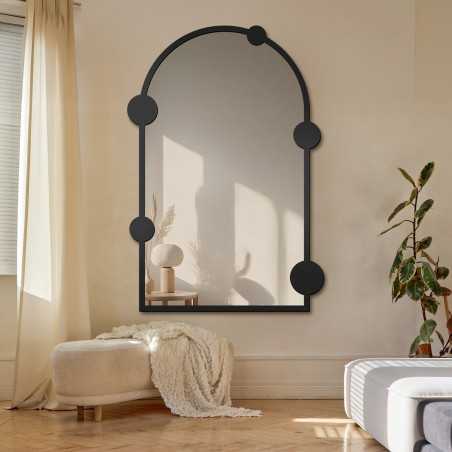 Half-ovale spiegel met wieltjes op MDF-frame - ARCULA - lijstkleur naar keuze