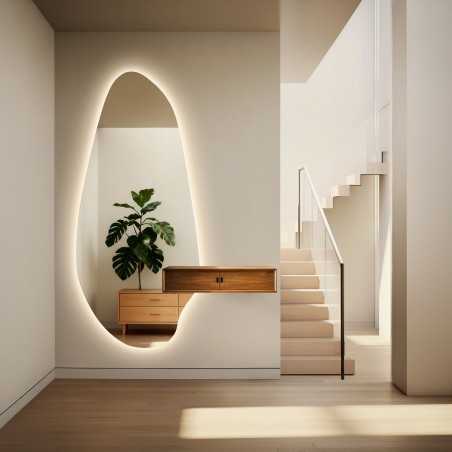 Onregelmatig gevormde spiegel met kastuitsparing met verlichting - JASPIS LED