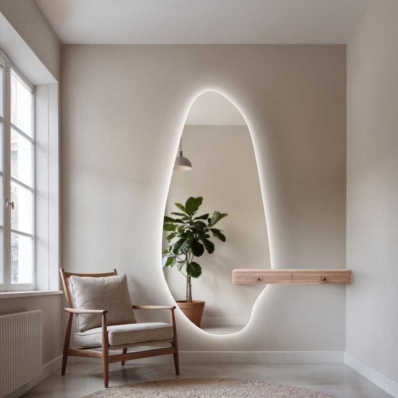 Onregelmatig gevormde spiegel met kastuitsparing met verlichting - JASPIS LED