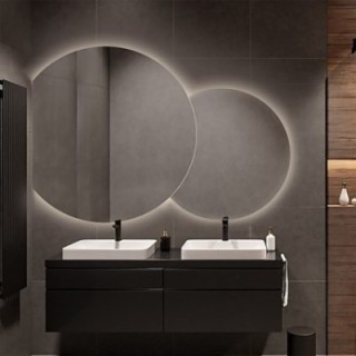 Set ronde dubbelgeslepen spiegels met verlichting - UNIVERSE CUT LED II