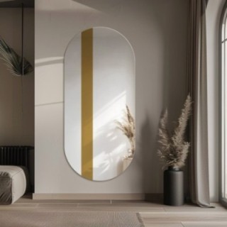 Ovale spiegel met decoratieve streep in goudglans - EMMA