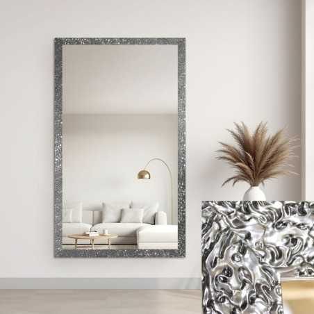 Glamour spiegel in rijk zilveren lijst in hoogglans - 8002003