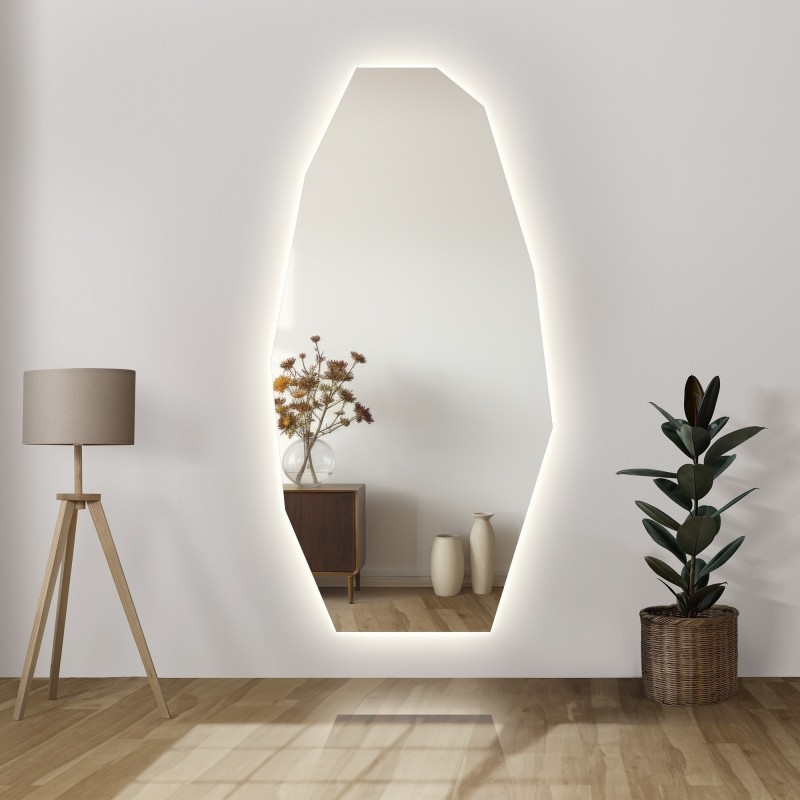Decoratieve spiegel met scherpe organische vorm en verlichting - PIRYT LED