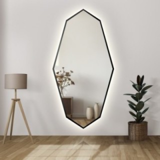 Decoratieve spiegel met scherpe organische vorm in frame met verlichting - RIOLIT IN LED FRAME