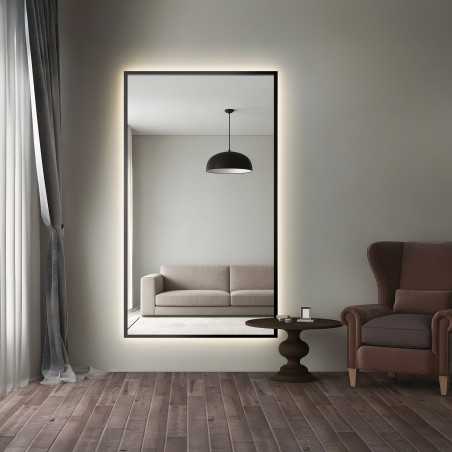 Spiegel in zwart frame met verlichting - 1503 LED - op maat gemaakt