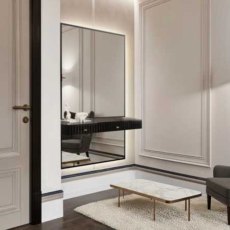 Spiegel in zwart frame voor kaptafel in twee delen met LED-verlichting - 1503 LED - kleur van frame naar keuze