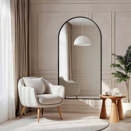 Halfovale spiegel in zwarte MDF SLIM lijst - DOMI - lijstkleur naar keuze