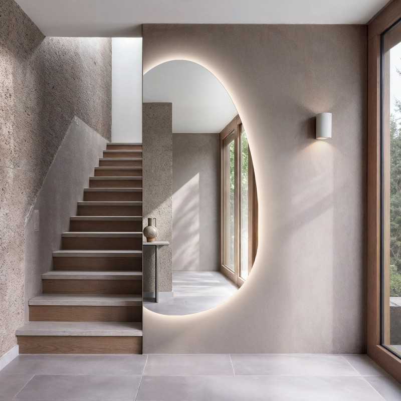 Organisch gevormde spiegel met verlichting – TURMALIN LED