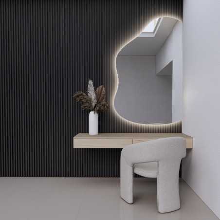 Organische spiegel met afgeschuinde rand en ledverlichting - STONE LED AFGESCHUINDE RAND