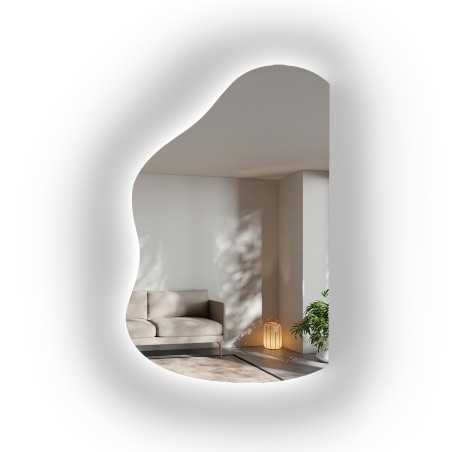 Organische spiegel met afgeschuinde rand en ledverlichting - STONE LED AFGESCHUINDE RAND
