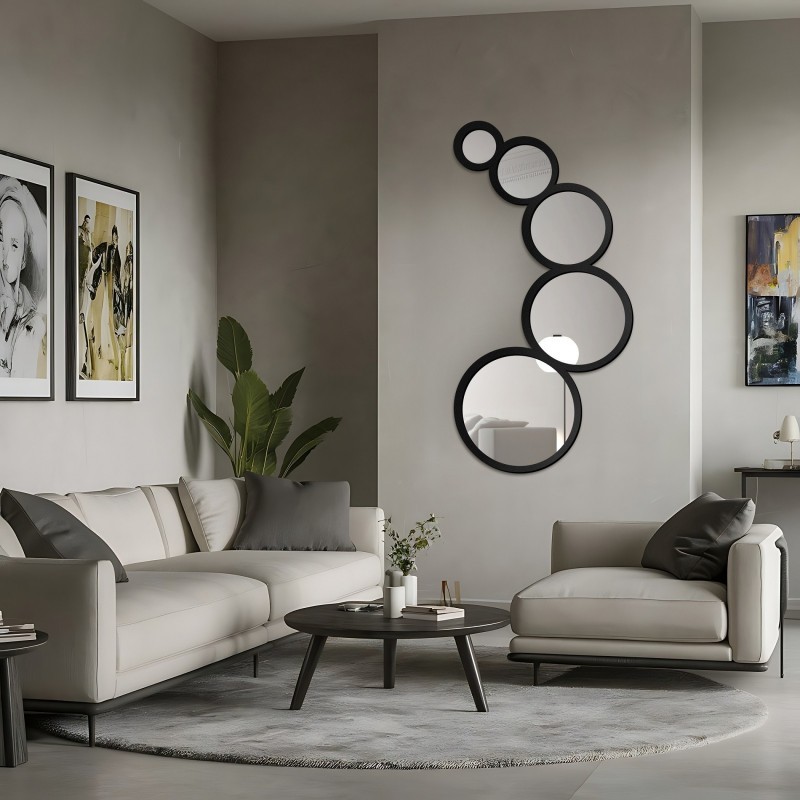 Decoratieve spiegel 5 wielen in MDF lijst - DYZMA - lijstkleur naar keuze