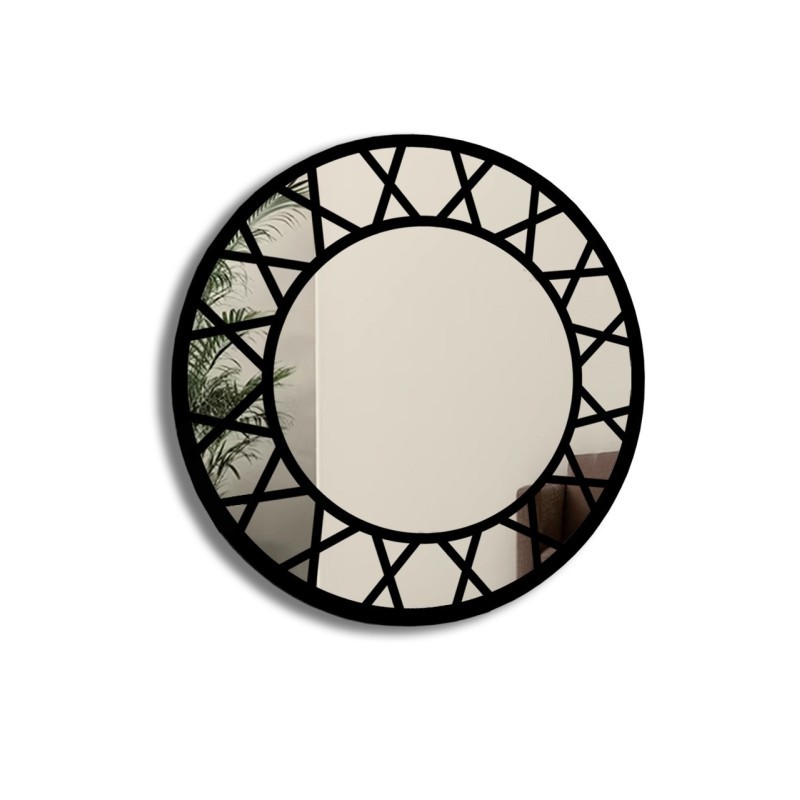 Decoratieve ronde spiegel met raamwerk in loftstijl - ELENA