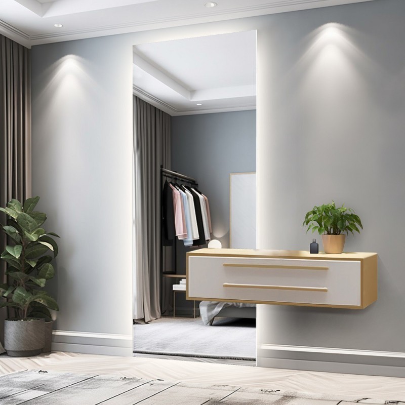 Grote rechthoekige spiegel voor badkamer met kastuitsparing met verlichting - AGIS LED