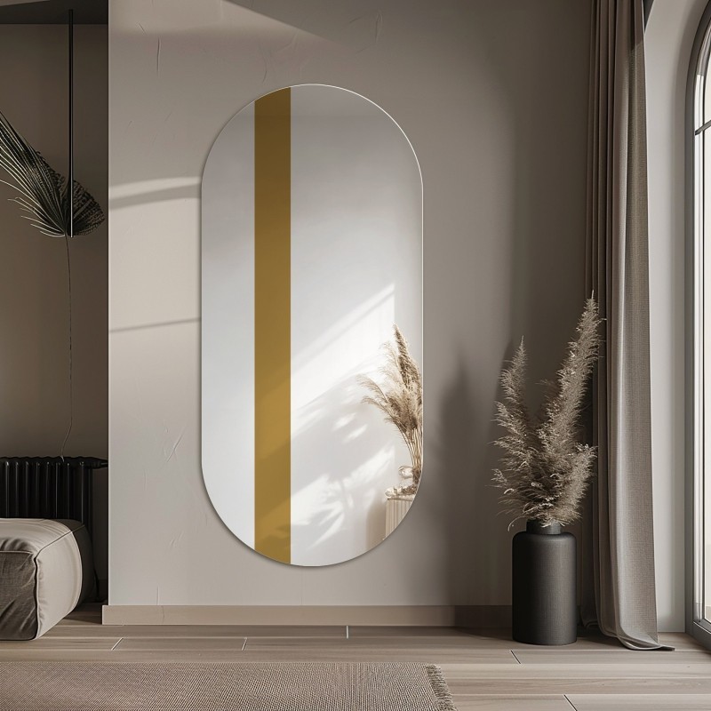 Ovale spiegel met decoratieve streep in goudglans - EMMA